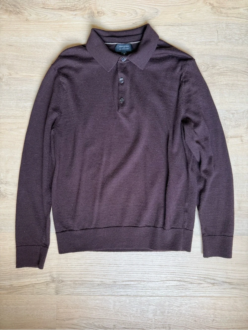 Banana Republic Dark Brown Long-Sleeve Polo